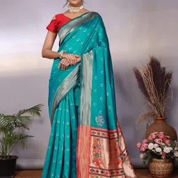 RUNAYA NX Floral Zari Silk Blend Banarasi Saree-image-74