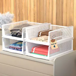RUBOXA White 4 Pieces Foldable Wardrobe Multi-Utility Organizer-image-75