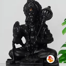 DARIDRA BHANJAN Black Sitting Hanuman ji Religious Idol Showpiece-image-75