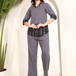 DEEBACO Printed Pure Cotton Top With Trouser Co-Ords-71