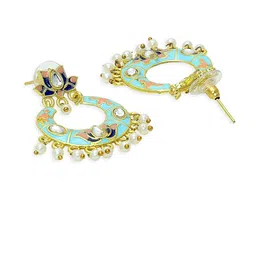 Anouk Gold-Plated Artificial Stones Studded And Beaded Contemporary Shaped Chandbalis image 4