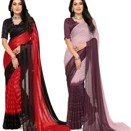 Moda Rapido Women Pack Of 2 Striped Satin Saree-picture-32