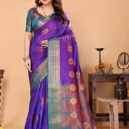 SILKWEAR Ethnic Motifs Zari Banarasi Saree-picture-45