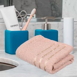 Kuber Industries Set Of 3 Brown & Orange-Coloured Striped Cotton Face Towels-79