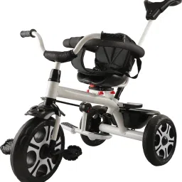 3 in 1 Stroll 'N Ride Baby Tricycle,Toddler Stroller Kids Pedal Tricycle w/ Pusher Adjustable Handle Seat Storage Rotating Seat for 12 Months to 5 Years (Black) Tricycle-10