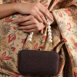 Anouk Textured Embellished Box Clutch-16