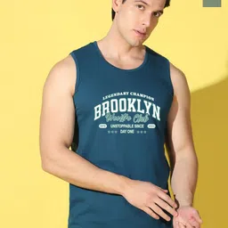 WOOSTRO Pack Of 2 Printed Super Combed Cotton Gym Vests VWS26(BKLN PEACOCK)(BKLN LGTGREEN)-20