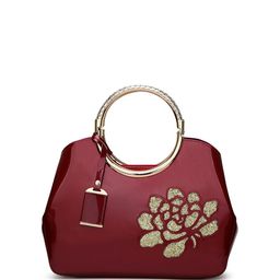 RAVE Floral PU Structured Handheld Bag with Applique-image-94