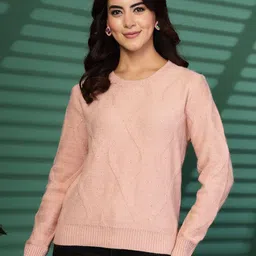 Mafadeny Women Self Design Pullover Ribbed Sweaters-image-35