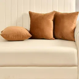Shadowkart Gold-Toned 3 Pieces Velvet Square Cushion Covers-3
