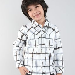 taffykids Boys Relaxed Windowpane Checks Opaque Printed Casual Shirt-image-85