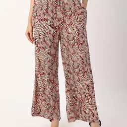 Mystere Paris Women Leaf Printed Wide-Leg Fit Palazzos-picture-40