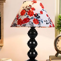 Decorcity Black Printed Metal Traditional Frusturical Shaped Table Lamp-42