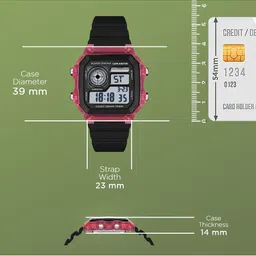 CARLINGTON Unisex Dial & Straps Digital Multi Function Watch Endurance 9079 Red Black image 5