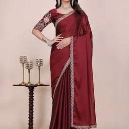 K 5 Fashion Pure Chiffon Embroidered Saree With Blouse Piece-picture-12
