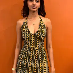 NISHORAMA Ethnic Motifs Colourblocked Pure Cotton Halter Neck Kurti-30