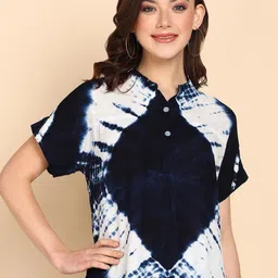 CORSICA Women Tie and Dye Dyed Mandarin Collar Top-31