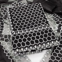 MANVAA Geometric Embroidered Organza Unstitched Dress Material-picture-27