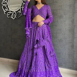 JIHU CULTURE Embroidered Sequinned Semi-Stitched Lehenga & Unstitched Blouse With Dupatta-image-79
