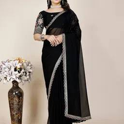 K 5 Fashion Embroidered Pure Chiffon Saree-picture-22