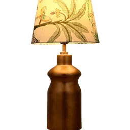 green girgit Green Floral Printed Frustum Shape Copper Base Table Lamp image 5