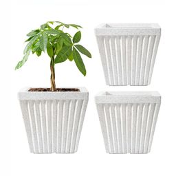 RUBOXA 3Pcs White Textured UV ProtectedPlanters-17