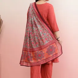 anayna Plus Size A-Line Pure Cotton Kurta with Trousers & Dupatta image 4