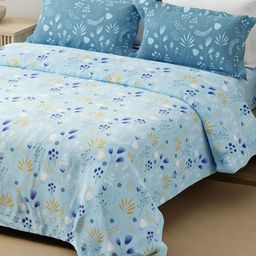 Layers Blue Floral 120 TC King Bedsheet with 2 Pillow Covers-2.74m x 2.74m-image-67