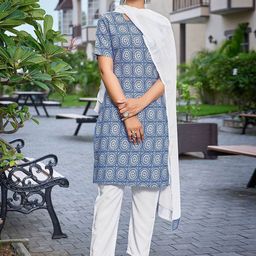 Royal Export Geometric Printed Straight Kurta With Trouser & Dupatta-3