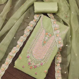 Maroosh Floral Embroidered Thread Work Unstitched Dress Material-picture-16