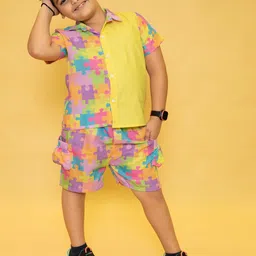 CORD OF LOVE Boys Printed Shirt with Shorts-image-76