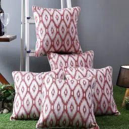 Myntra Elegant Homes White & Rust 5 Pieces Geometric Square Cushion Covers-image-37