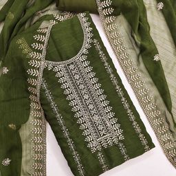 Mitera Embroidered Art Silk Unstitched Dress Material-picture-31