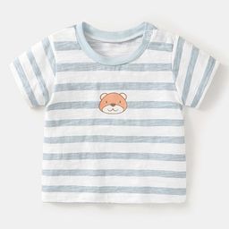 LULU & SKY Kids Pure Cotton Striped Round Neck Regular Fit T-Shirt-image-19