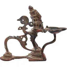 Exotic India Textured Brass Garuda Lamp-image-55