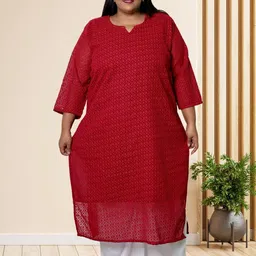 myplusfashion Maroon Georgette Kurtas-picture-53