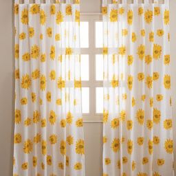 HOMEMONDE White & Yellow Set Of 2 Floral Sheer Lightweight Window Cotton Curtains-picture-37