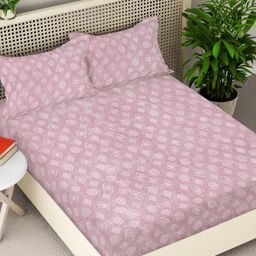 Myntra Elegant Homes Pink & White Printed Woollen 300 TC King Bedsheet Set 2.5 m x 2.25 m-image-69