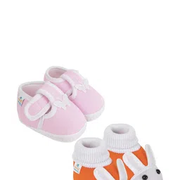NESKA MODA 0 To 6 Month Newborn Baby Boy & Baby Girls 2 Pair Soft Cotton Skin-Friendly Baby Booties-image-99