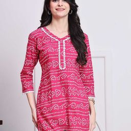 Merira Women Bandhani Printed Cotton Kurti-26