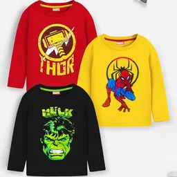 Marvel by Miss and Chief Boys 3 Avengers Printed Applique T-shirt-image-27