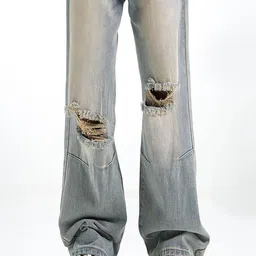 StyleCast x Revolte Men Relaxed Fit Slash Knee Light Fade Jeans-image-54