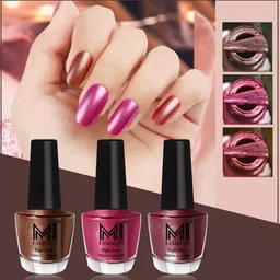 MI FASHION Set of 3 High Shine Long-Lasting Nail Lacquer 12 ml Each -Brown Coffee 05 - Metallic Red 06 - Metallic Maroon10-image-87