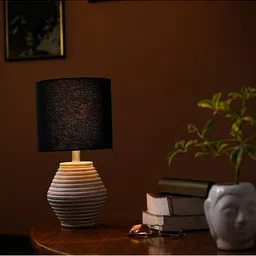 Pinecraft INTERNATIONAL White & Black Table Lamp with Shade image 3