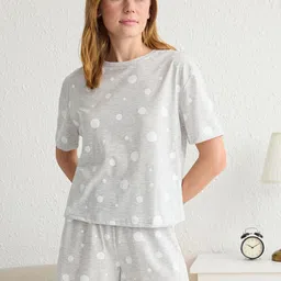 Trendyol Polka Dot Printed Night suit-image-55