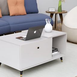 HEXA RED White Textured Wooden Rectangle Coffee Table-15