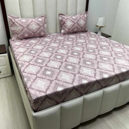 Pure Royal Passion Purple Printed Pure Cotton 330 TC Queen Bedsheet Set 2.28m x 2.54m-image-65