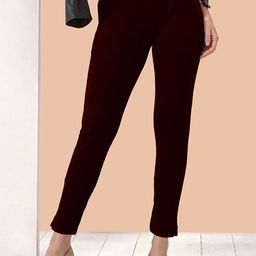 LYRA Women Skinny Fit Pleated Cotton Trousers-image-63