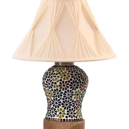 Aura Off-White ustum Shaped Wooden Table Lamp image 2