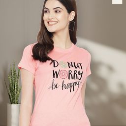 Dreambe Women Pack of 2 Typography Printed Round Neck Cotton Regular Fit T-shirts-picture-42
